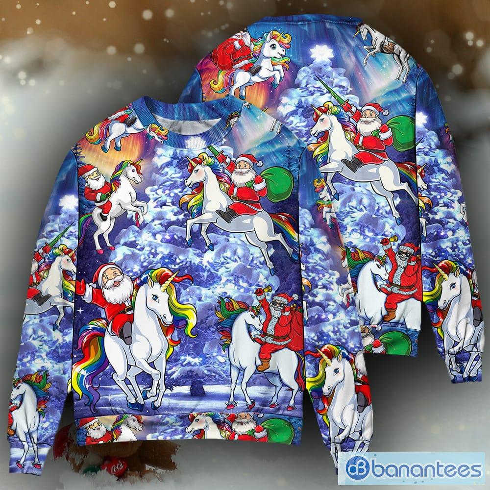 Ugly christmas sweater discount santa riding a unicorn