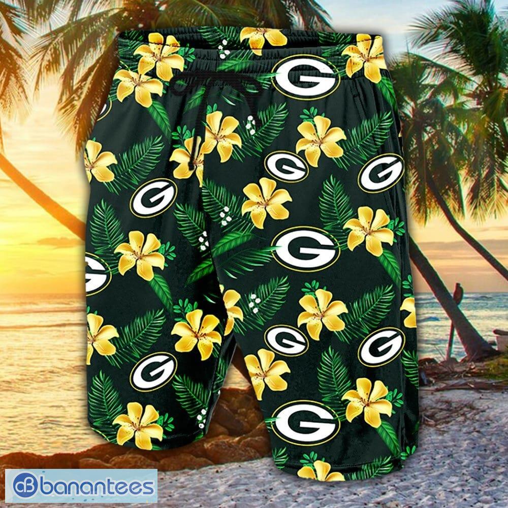 Green Bay Packers Mens Hawaiian Beach Shorts Summer Drawstring Swim Trunks  Gifts