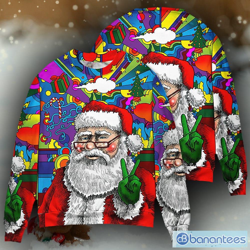 Hippie Santa Bus Peace Ugly Christmas Sweater - Anynee