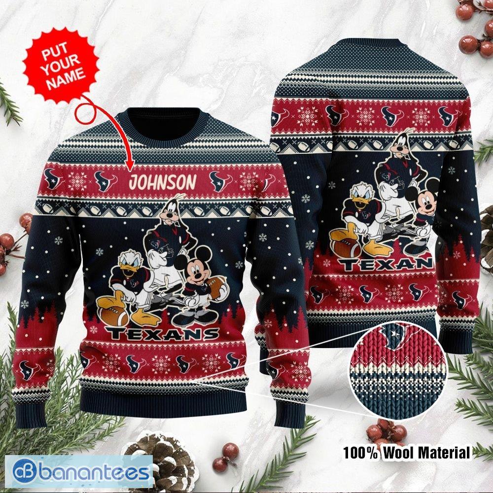 NFL Houston Texans Custom Name And Number Ugly Christmas Sweater Christmas  Gift For Sport Team - Banantees