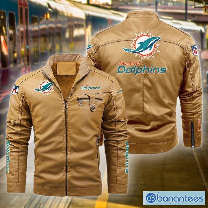Miami Dolphins Leather Jacket Black Brow For Men And Women - Banantees