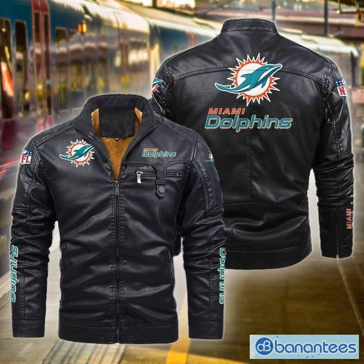 Miami Dolphins Leather Jacket Black Brow For Men And Women - Banantees