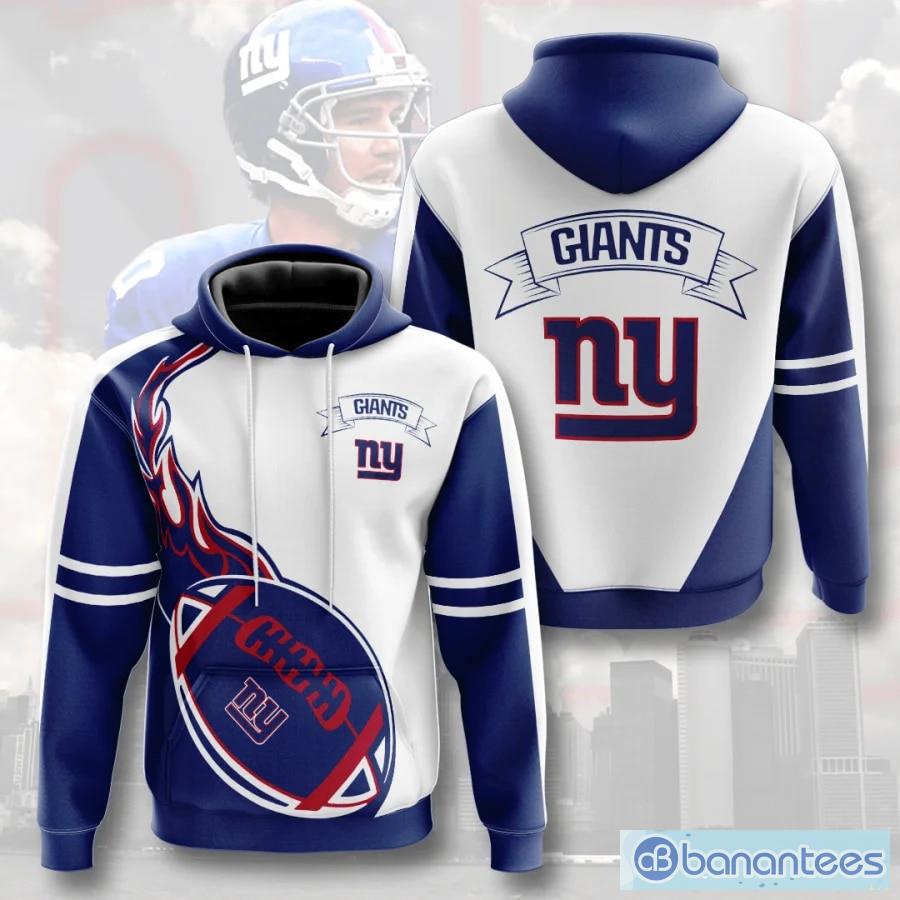 New York Giants NFL Blue Unisex 3D Hoodie Zip Hoodie For Men And