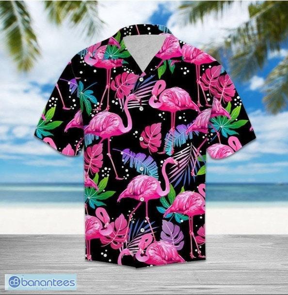 Black Pink Hawaiian Shirt, Men Black Hawaiian Shirt