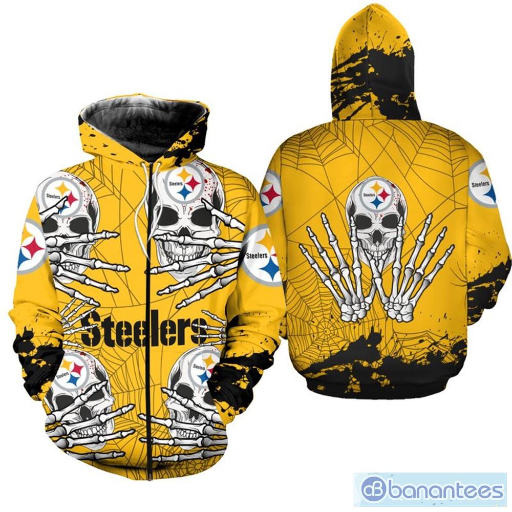 Pittsburgh Steelers 3D Hoodie Halloween pumpkin skull print Gift For Mens -  Banantees