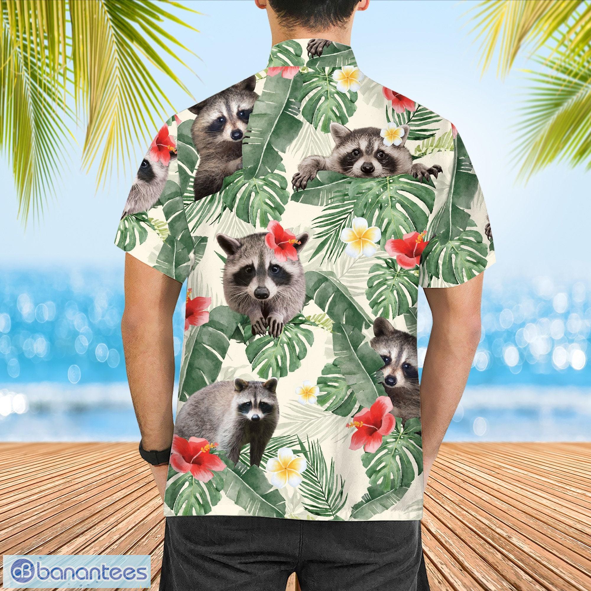 KSPACE Cute Racoon 3D Hawaiian Shirt for Men, Funny Sunflower