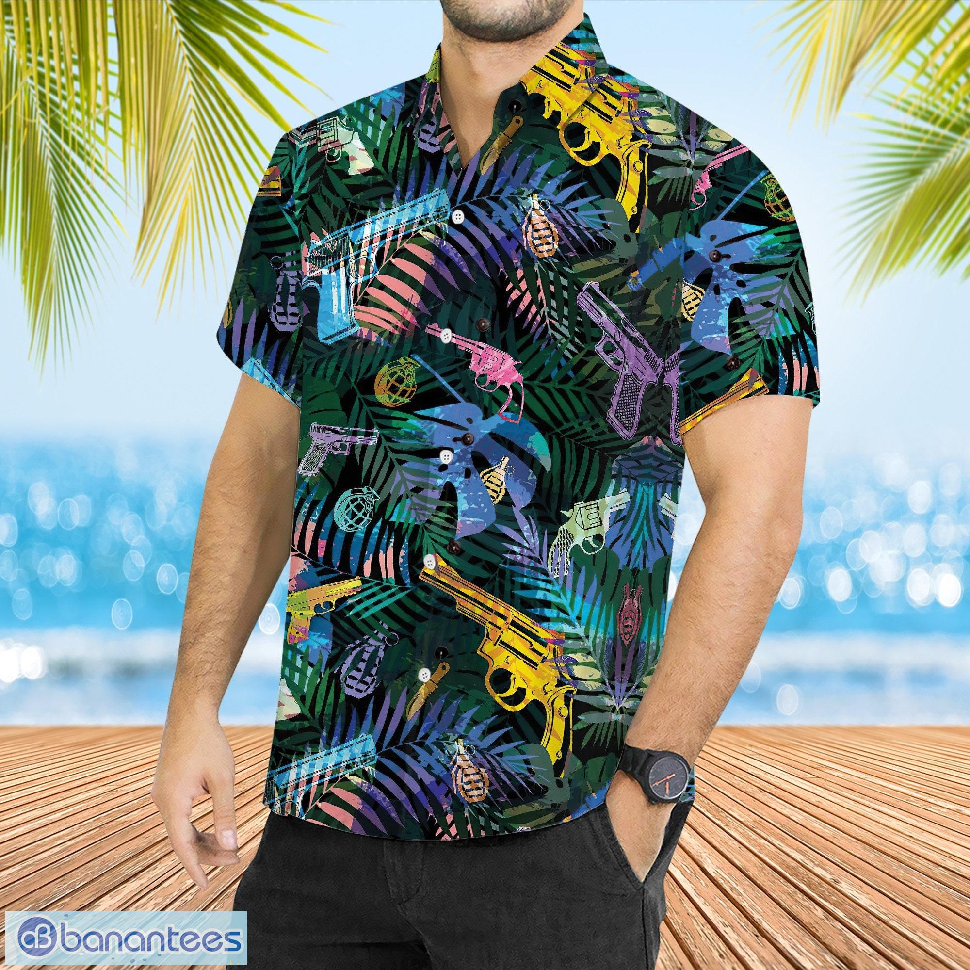 GUN AND PINEAPPLE , Tropical Hawaiian Shirt