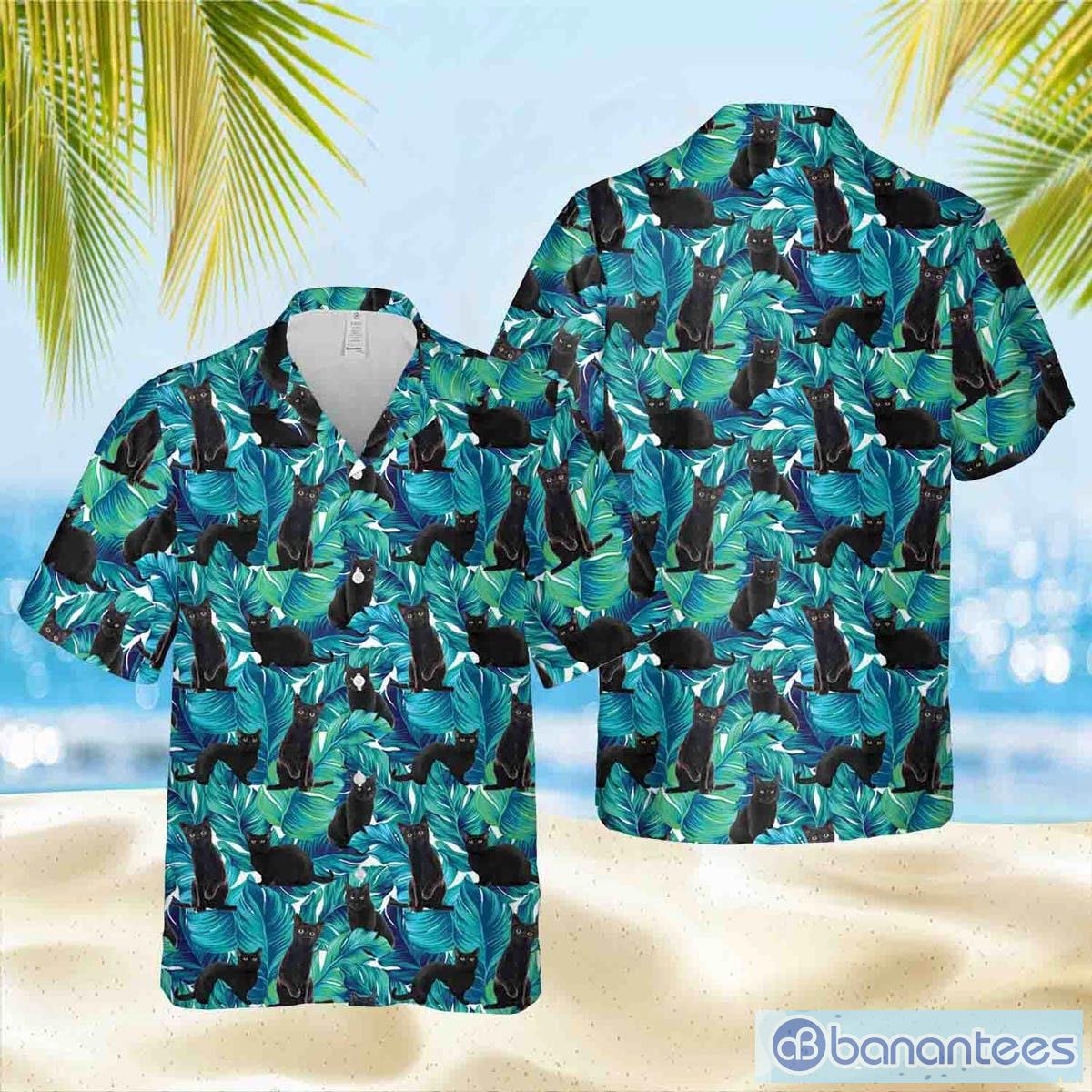 Hawaiian Aloha Shirt For Women,Tropical Black Cat Hawaii Shirt