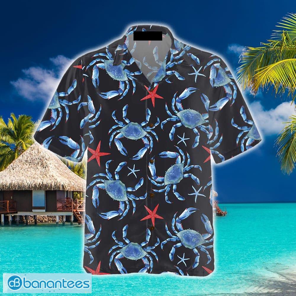 Crabs In Blue Hawaiian Shirts, Floral Crab And Cool Shirts For