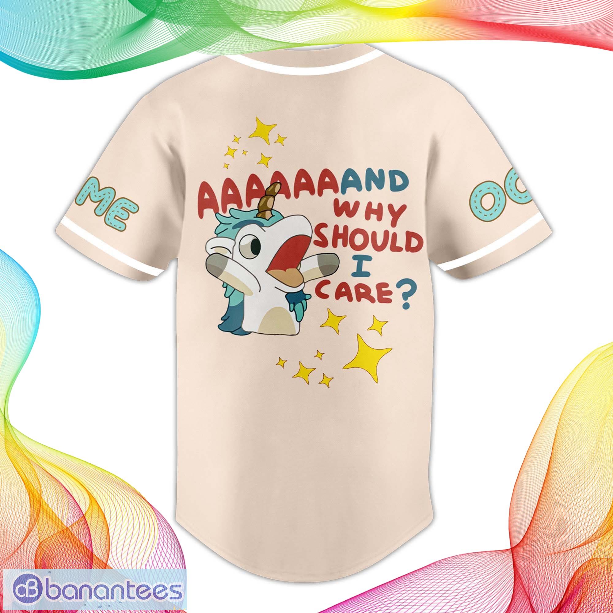 bluey unicorse and why should i care style jersey baseball shirt custom number and name 1 image Bluey Unicorse And Why Should I Care Style Jersey Baseball Shirt Custom Number And Name - Bluey Unicorse And Why Should I Care Personalized Baseball Jersey_3