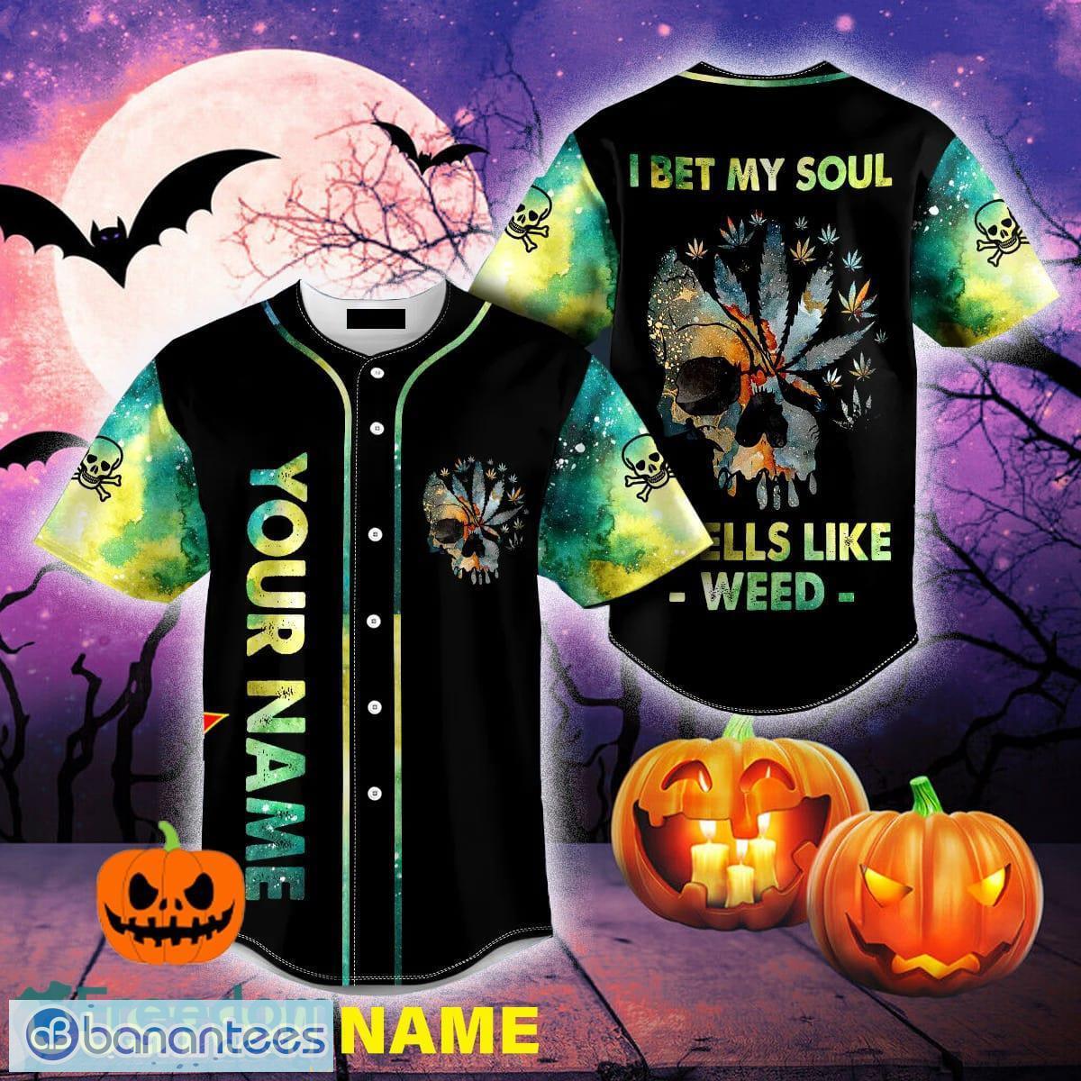 Custom Name Money Wealth Dollar Skull Baseball Jersey For Men And Women  Gift Halloween - Banantees