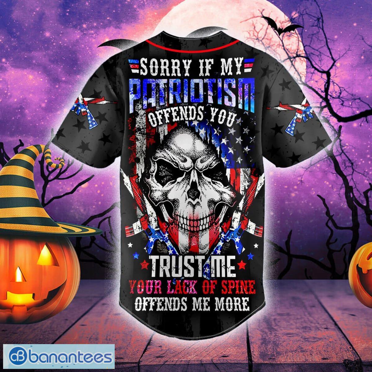 American Flag Firework Lightning Fire Skull Custom Name All Over Print Baseball  Jersey Shirt - Banantees