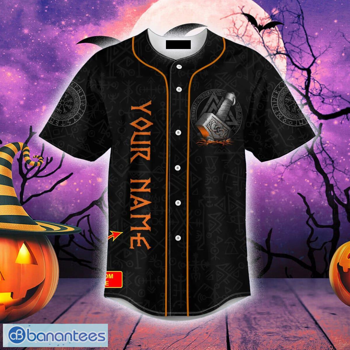 custom name thor hammer tattoo skull baseball jersey for men and women gift halloween 1 image Custom Name Thor Hammer Tattoo Skull Baseball Jersey For Men And Women Gift Halloween - Thor Hammer Tattoo Skull Custom Baseball Jersey_3