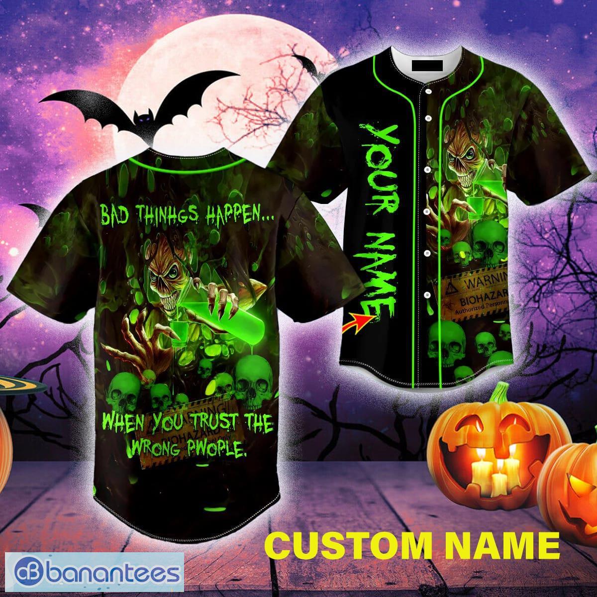 Custom Name Happy Hallothankmas Baseball Jersey - Family Gift