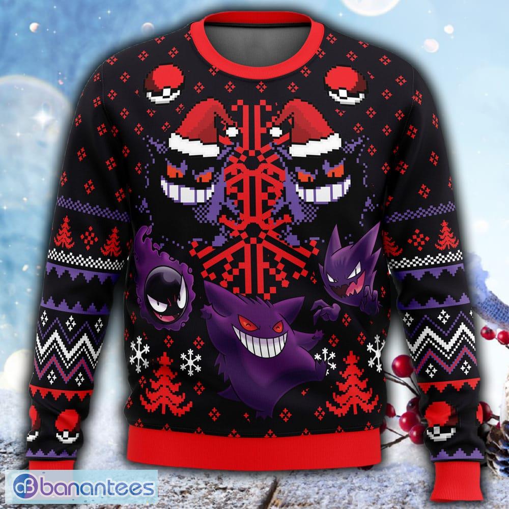 Ghosts Gengar Ghastly Pokemon Ugly Christmas 3D Sweater For Men