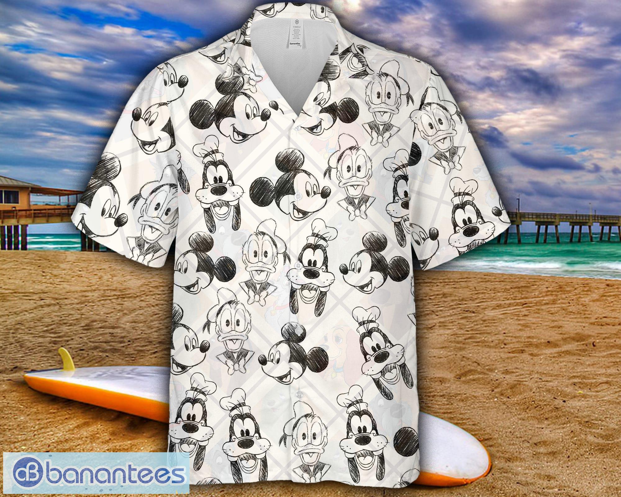 Retro Mickey And Friends Sketch Art Disney an Mickey Donald Pluto Hawaiian  Shirt Gift - Banantees