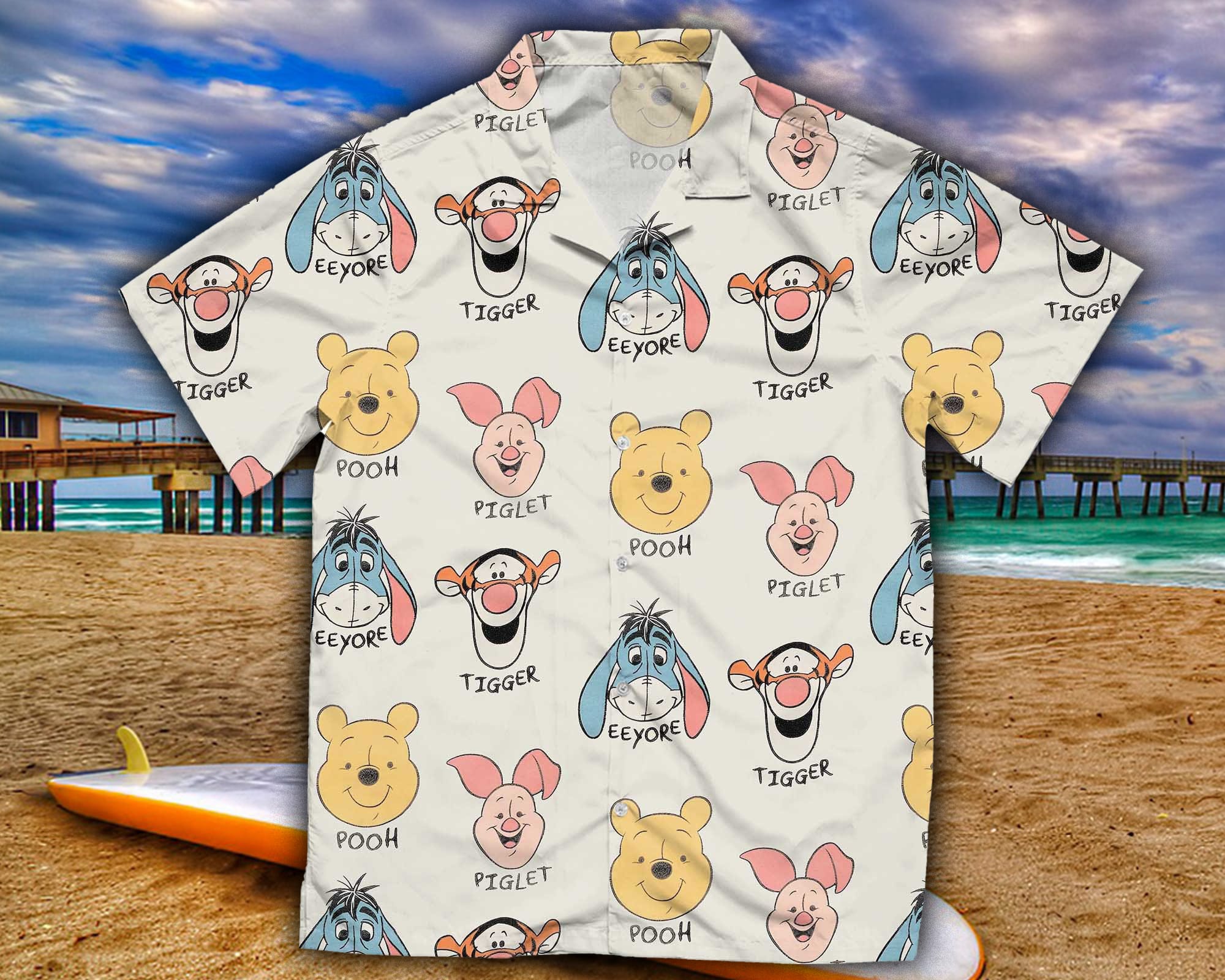 Winnie The Pooh Hawiian Shirt, Pooh Friend Hawiian Shirt, Pooh Bear, Piglet  Tigger Eeyore Roo, Disney World Hawiian , Floral Hawaiin Shirt - Trendy