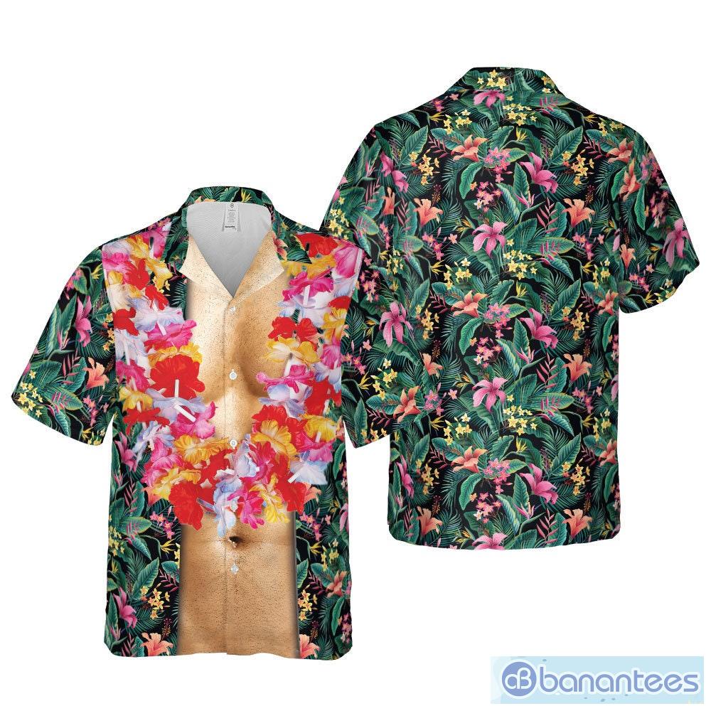 blue hawaiian shirt men's summer casual hawaii floral print shirt