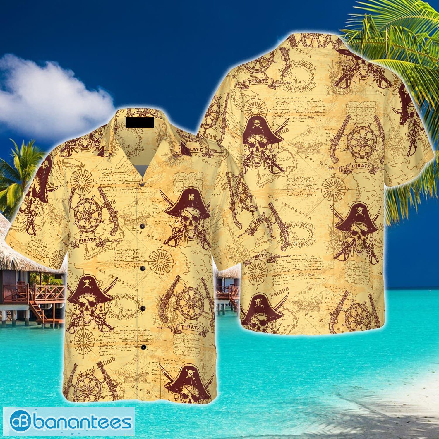 Pirate Skull and Treasure Map Pirate Shirts for Men Pirate Hawaiian Shirt