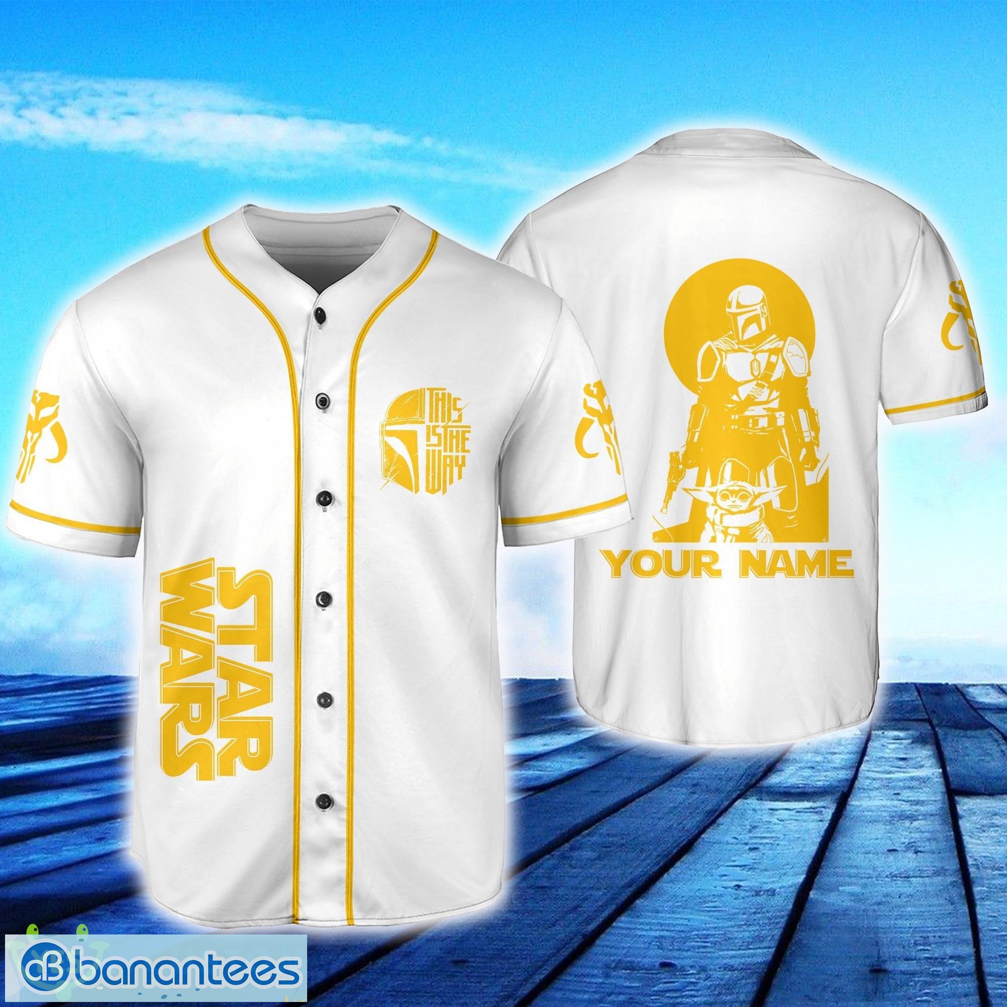 Star Wars This Is The Way Style Yellow Custom Name Baseball Jersey