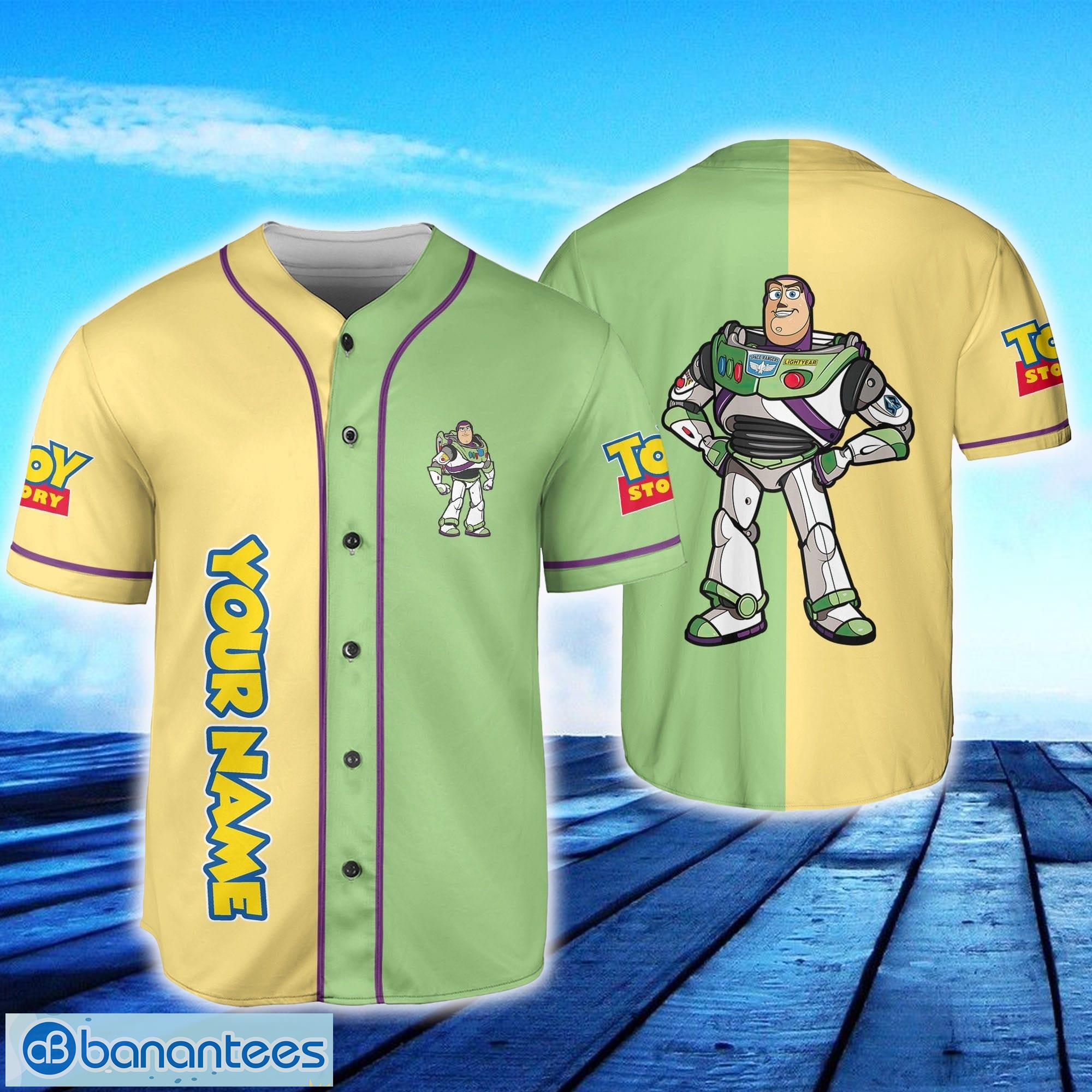 Buzz Lightyear Space Buzz blue yellow white Custom Name Baseball