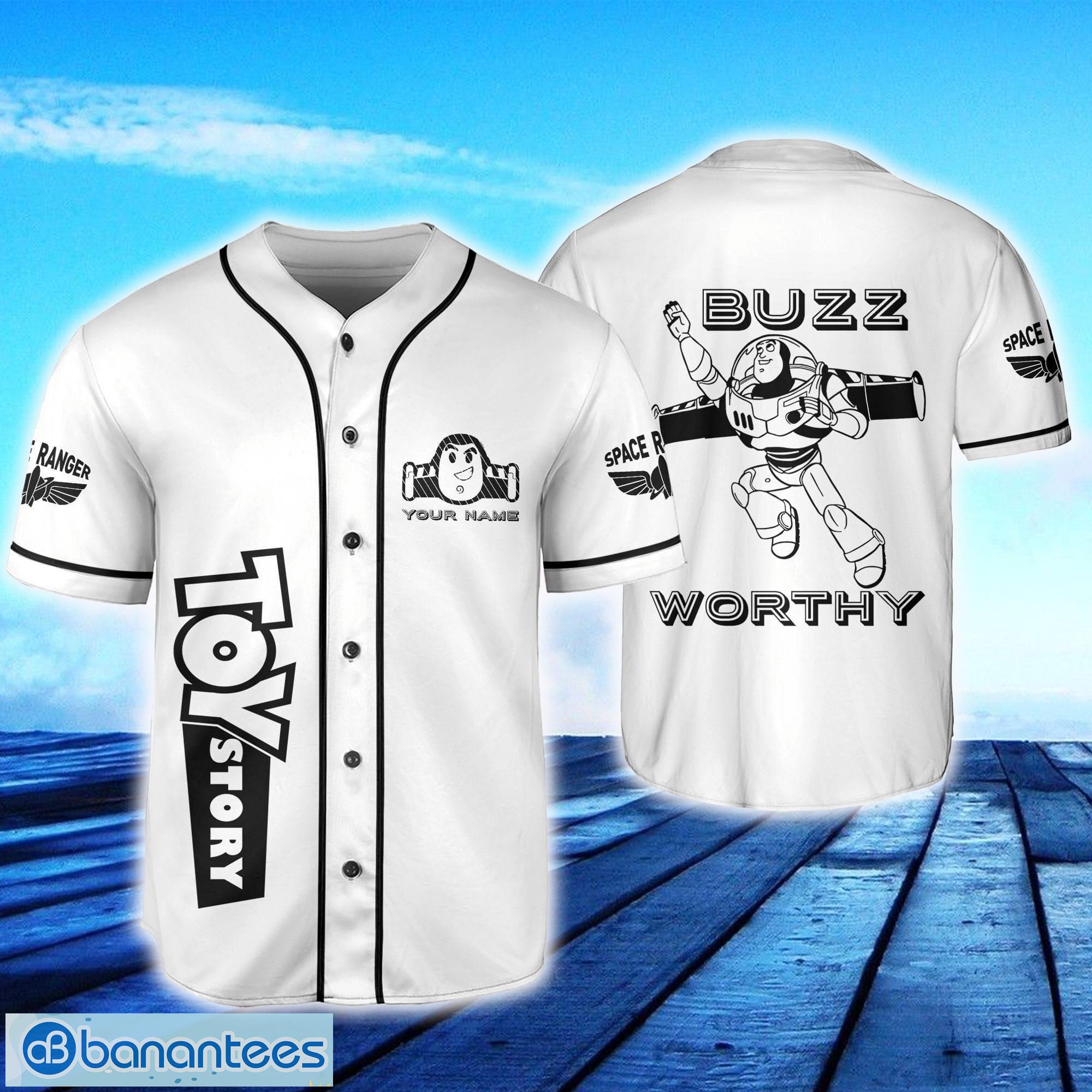 Toy Story Buzz Worthy Black And White Style Custom Name Baseball Jersey  Disney Men And Women Gift For Fans - Banantees