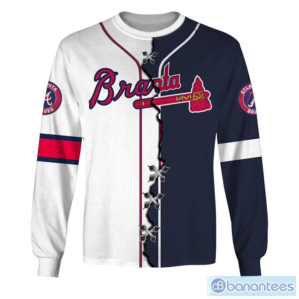 Atlanta braves Custom Number And Name AOP MLB Hoodie Long Sleeve Zip Hoodie  Gift For Fans - Banantees