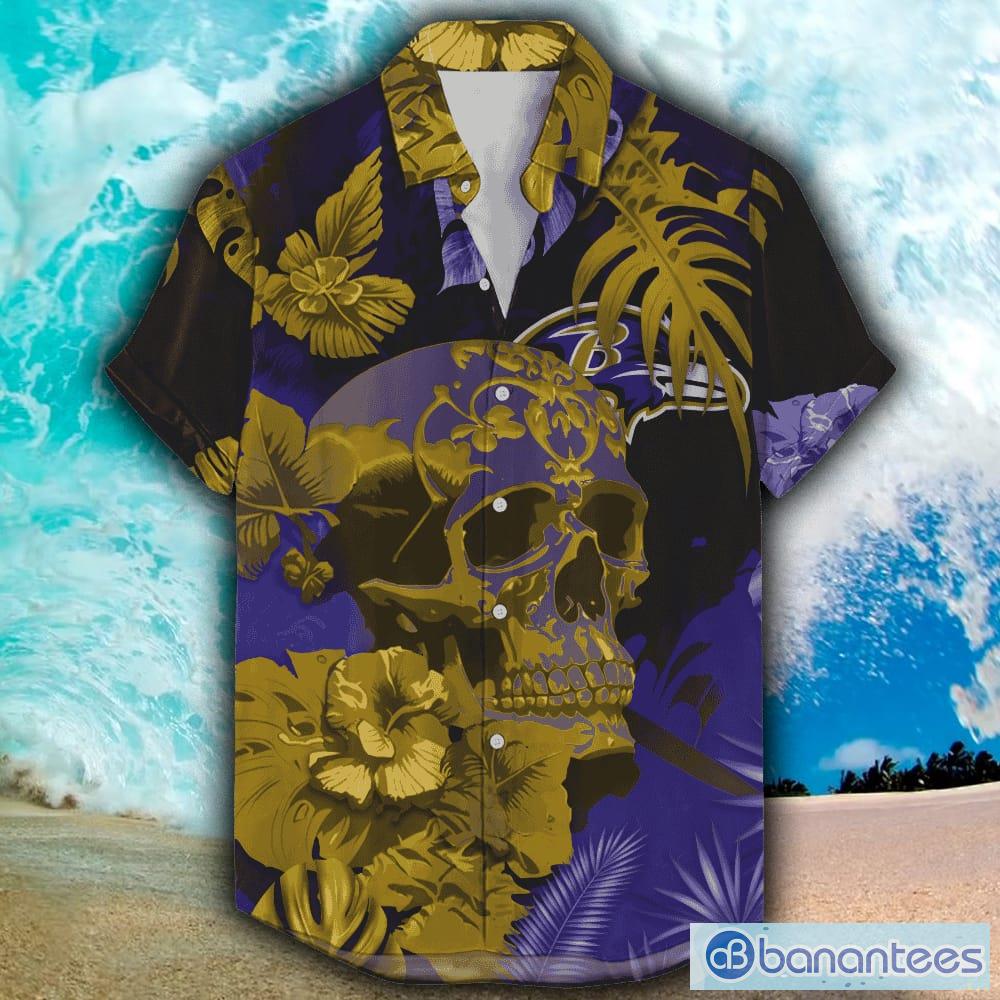 Nfl Baltimore Ravens Gold Purple Trendy Hawaiian Shirt Aloha Shirt - Trendy  Aloha