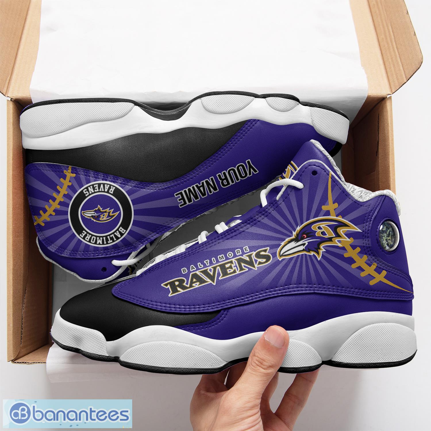 Baltimore Ravens NFL Personalized Air Jordan 13 Sport Shoes - Growkoc