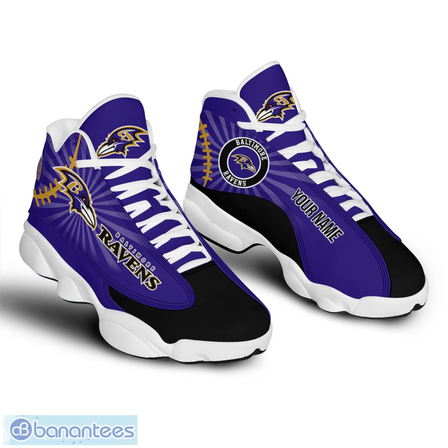 Baltimore Ravens NFL Team Premium Sneakers Custom Name Air Cushion Shoes  For Fans - Banantees