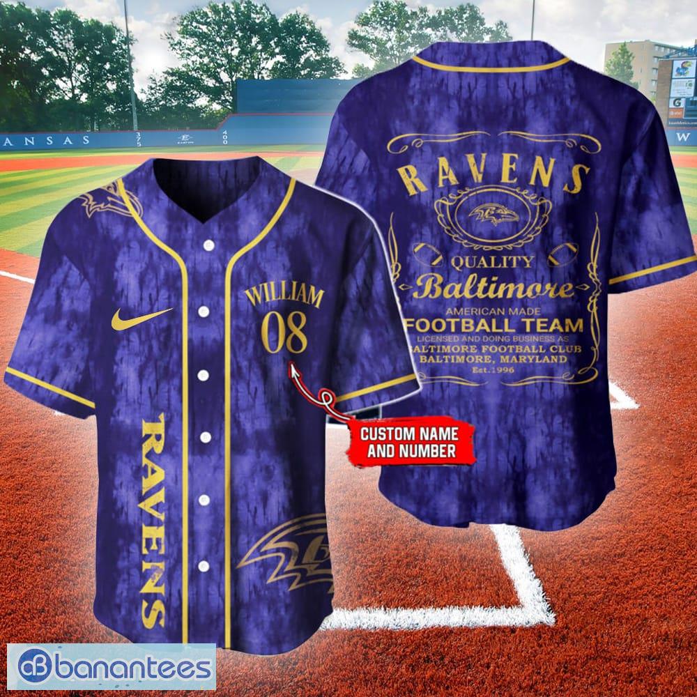 Baltimore Ravens Personalized NFL Swoosh Pattern Jersey Baseball Shirt  Custom Number And Name - Banantees