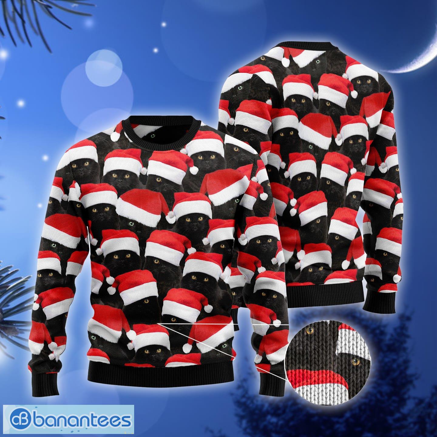 Black Cat Group Ugly Christmas Sweater Gift Men Women - Banantees