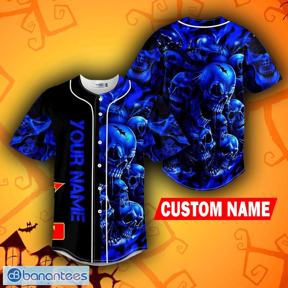 Blood Roses Skull Custom Name All Over Print Baseball Jersey Shirt