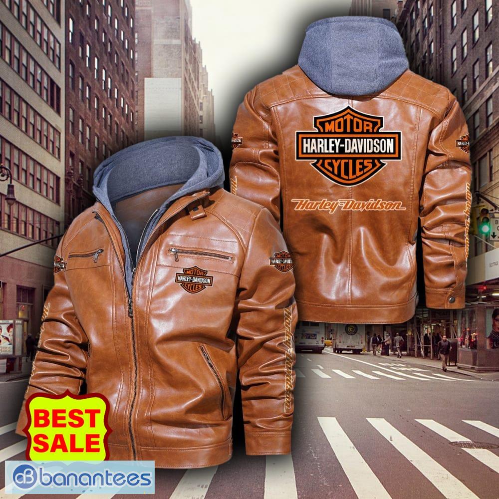 Car Racing Harley-Davidson Style 5 Big Logo Black Brown Leather Jacket For  Fans - Banantees