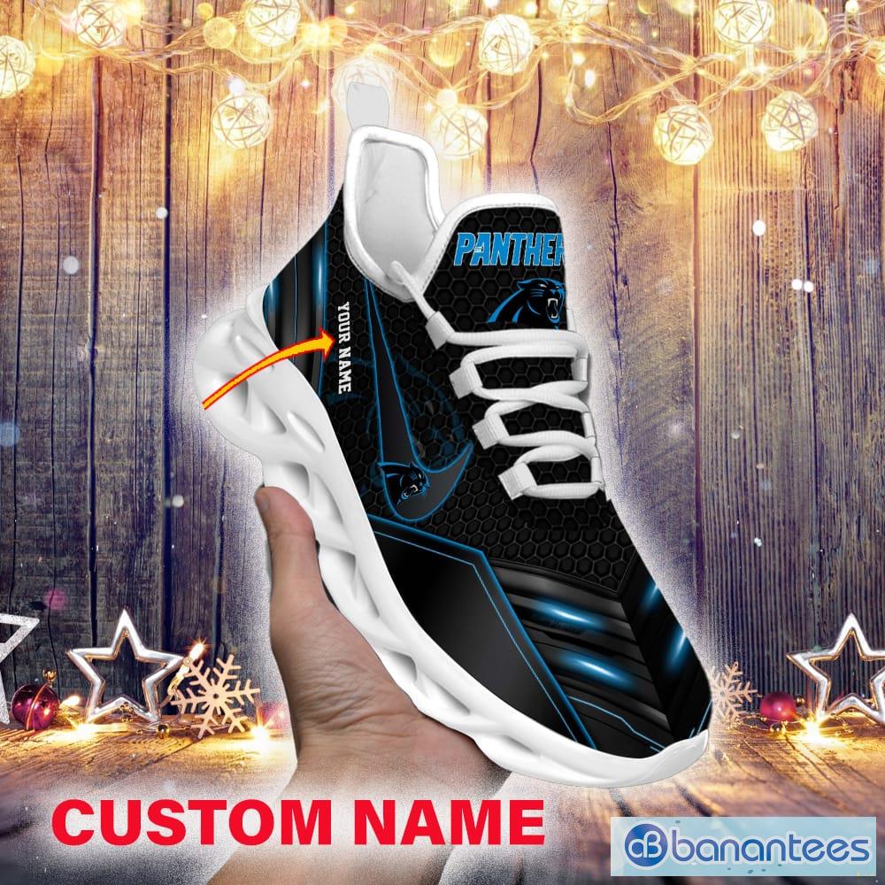 Carolina Panthers Custom Name NFL Neon Light Max Soul Shoes Gift For Fans  Running Sneaker - Banantees