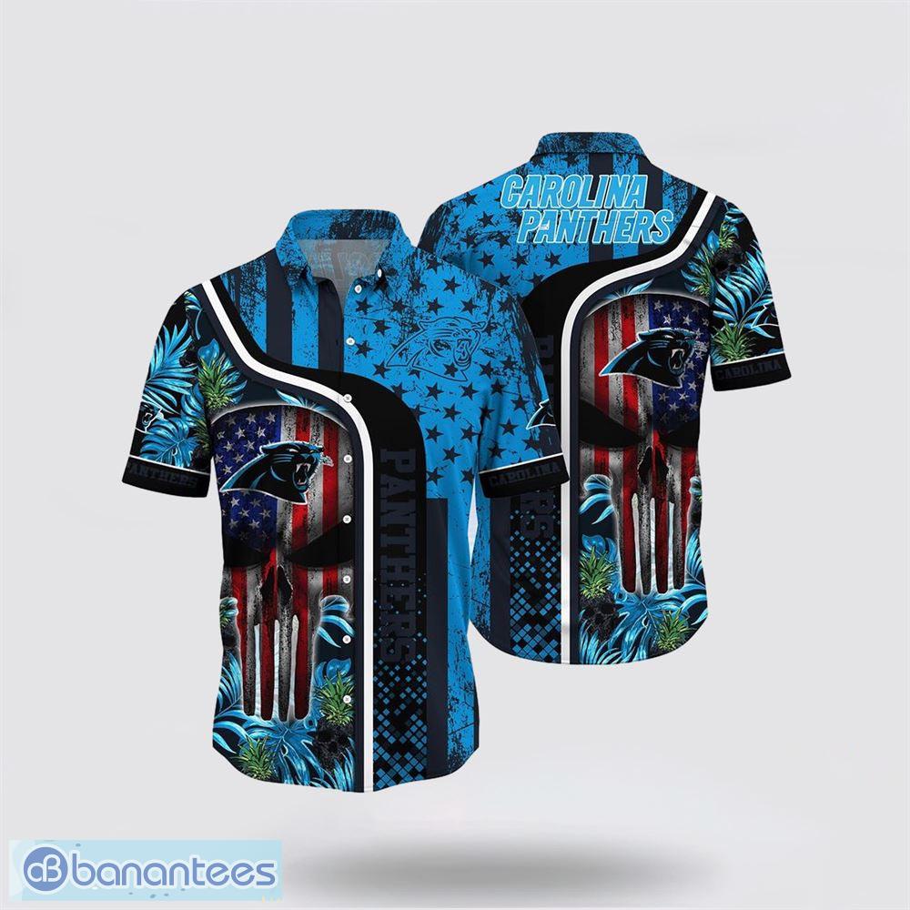 Carolina Panthers Blue And Black Print Short Sleeve Hawaiian Shirt