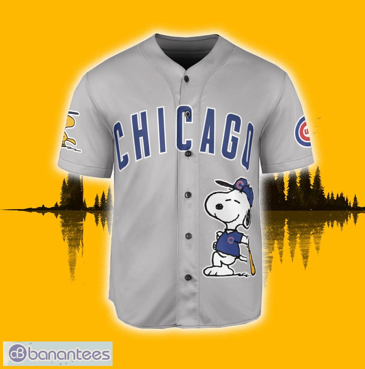 Chicago Cubs Peanuts Snoopy Gray Custom Number And Name Baseball Jersey  Shirt - Banantees