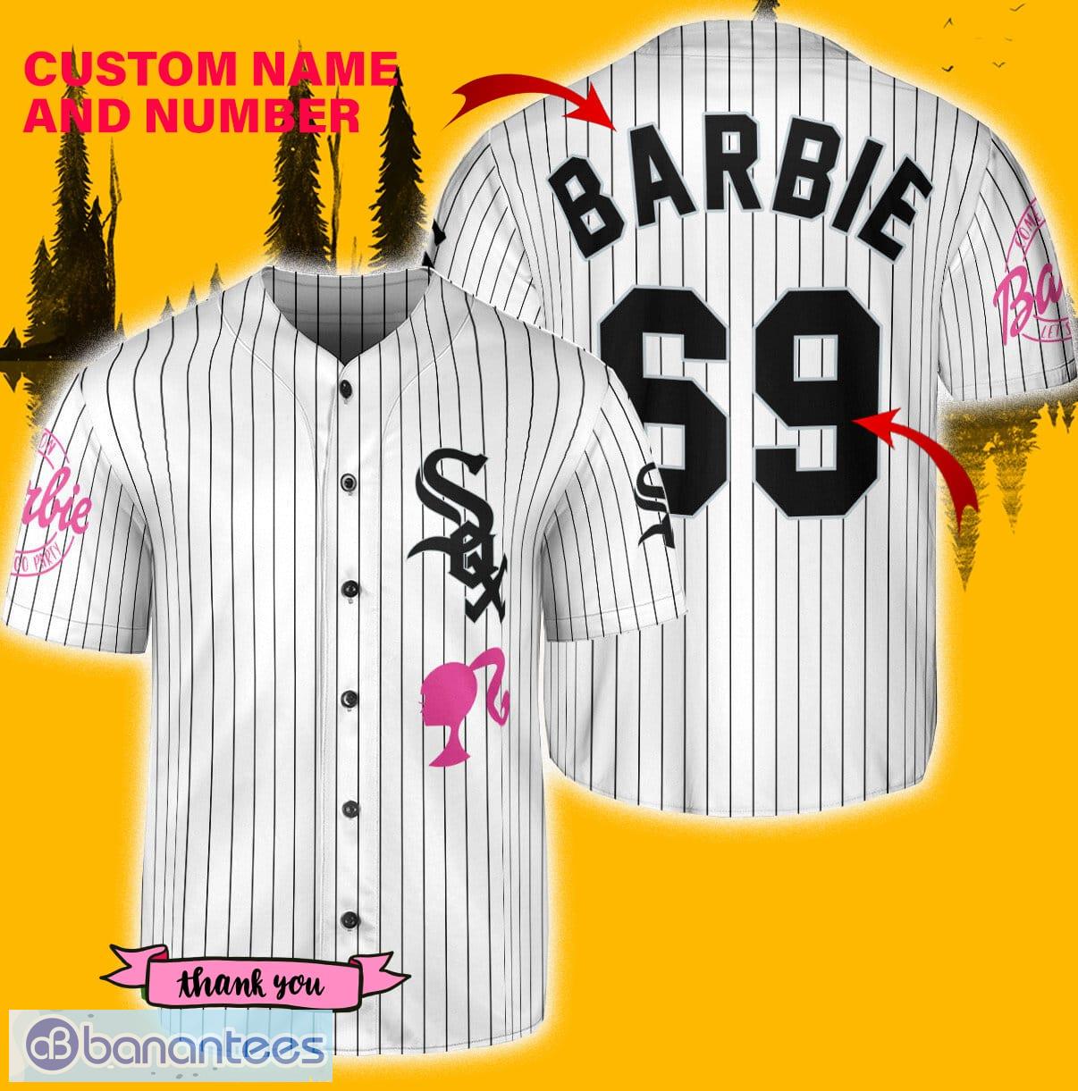 Chicago White Sox Barbie White Custom Number And Name Baseball Jersey Shirt  - Banantees