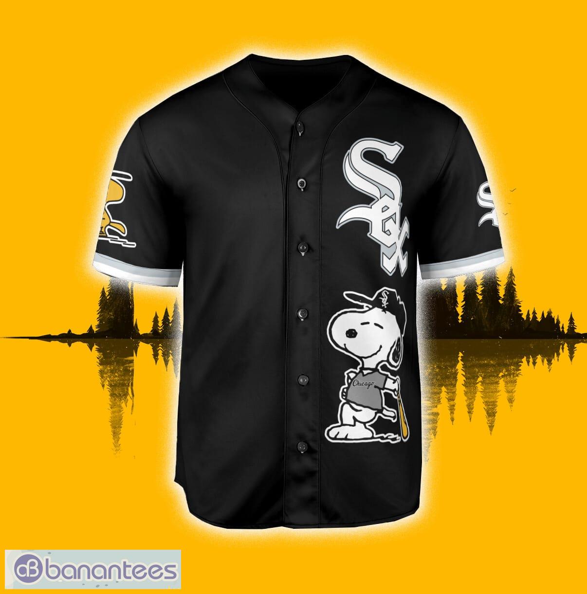 Chicago White Sox Peanuts Snoopy Black Custom Number And Name Jersey  Baseball Shirt - Banantees