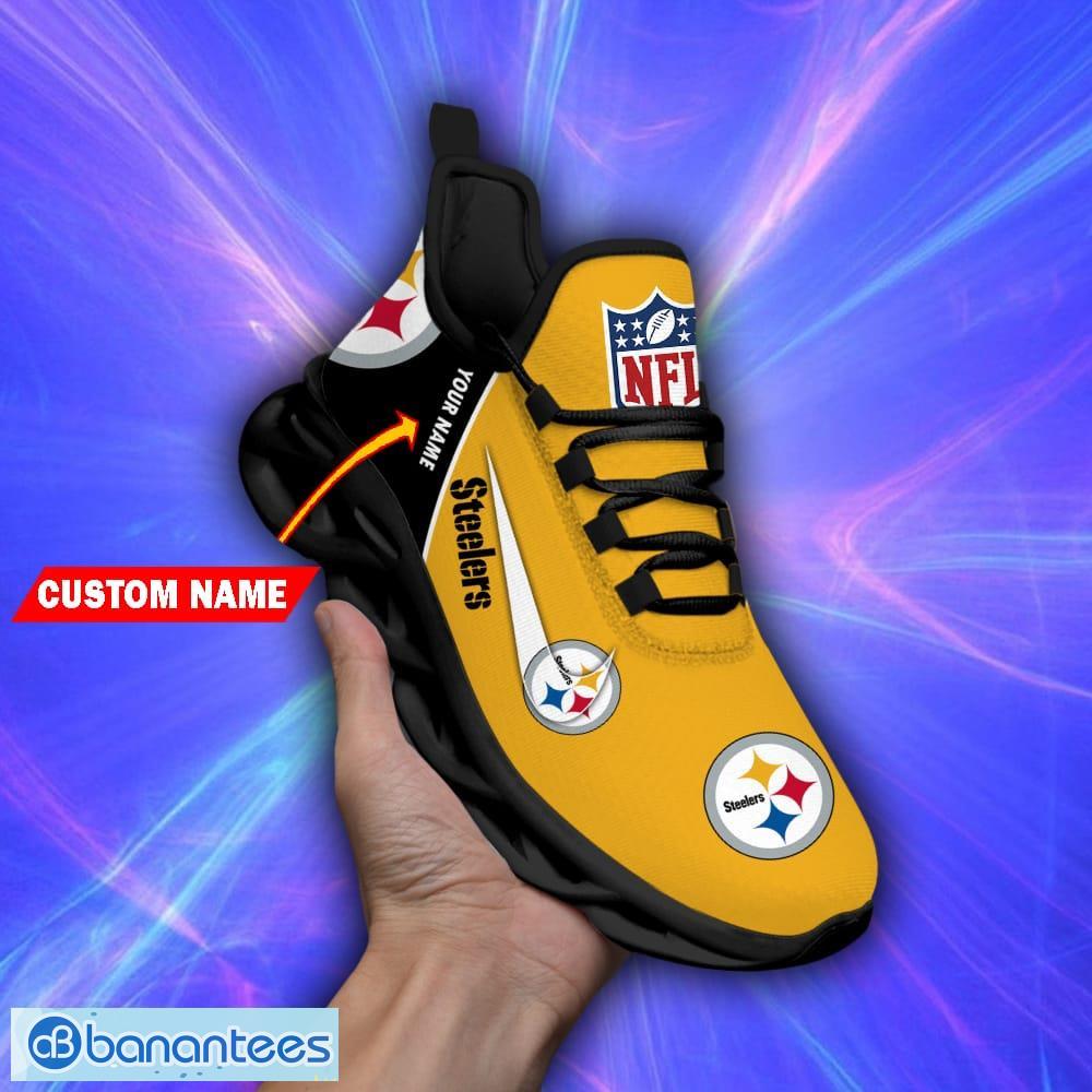 NFL Fans Pittsburgh Steelers Logo Chunky Style Max Soul Shoes Men Women  Custom Name - Freedomdesign