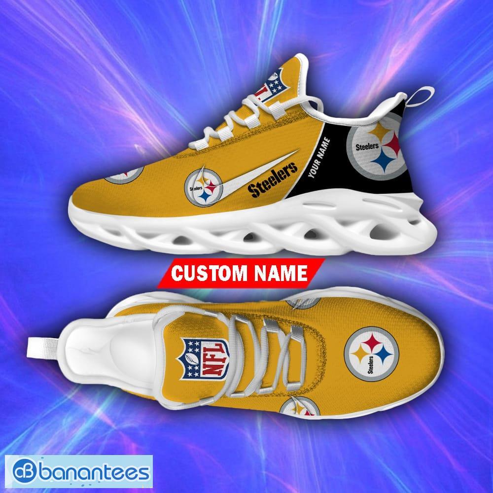 NFL Fans Pittsburgh Steelers Logo Chunky Style Max Soul Shoes Men Women  Custom Name - Freedomdesign