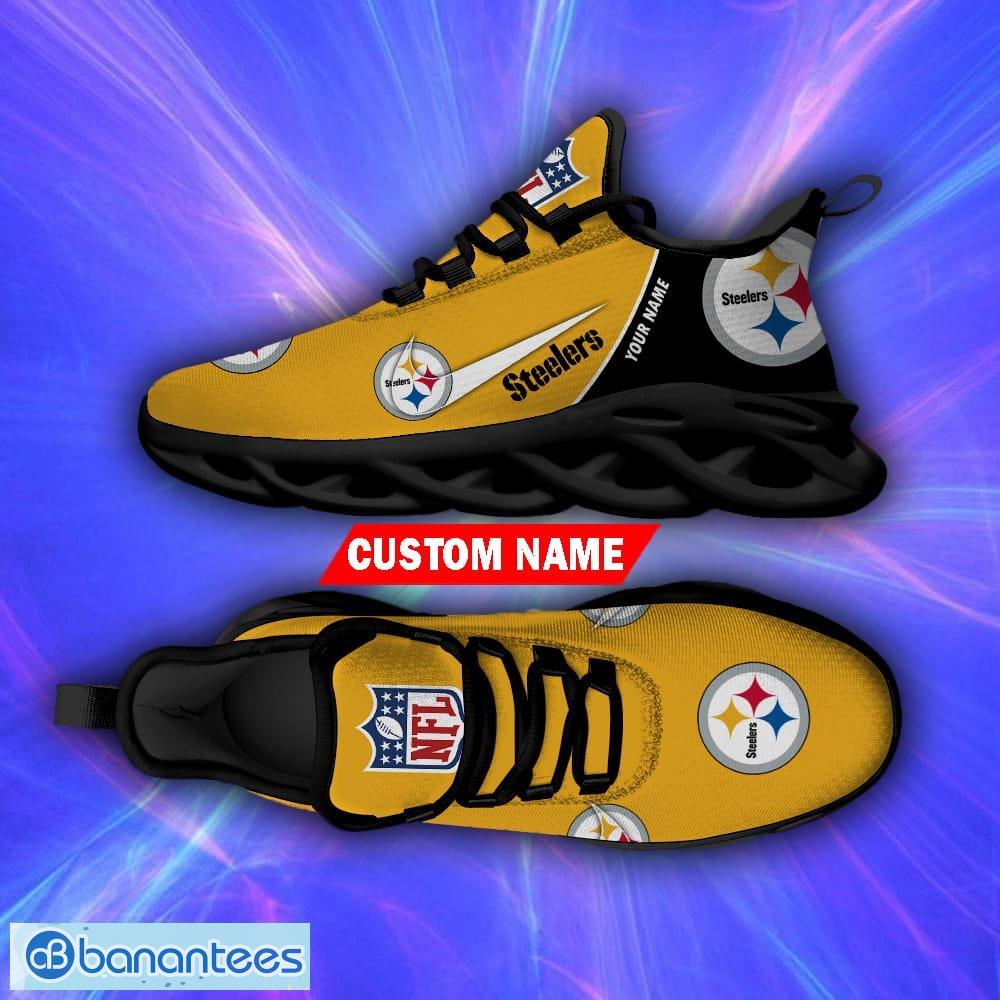 NFL Fans Pittsburgh Steelers Logo Chunky Style Max Soul Shoes Men Women  Custom Name - Freedomdesign