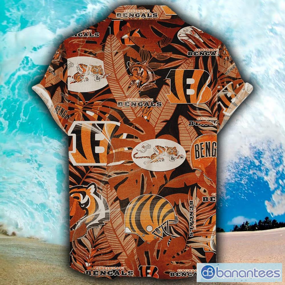 Tiger Symbol NFL Cincinnati Bengals Black Orange Short Sleeve Hawaiian Shirt -PhotoRoom