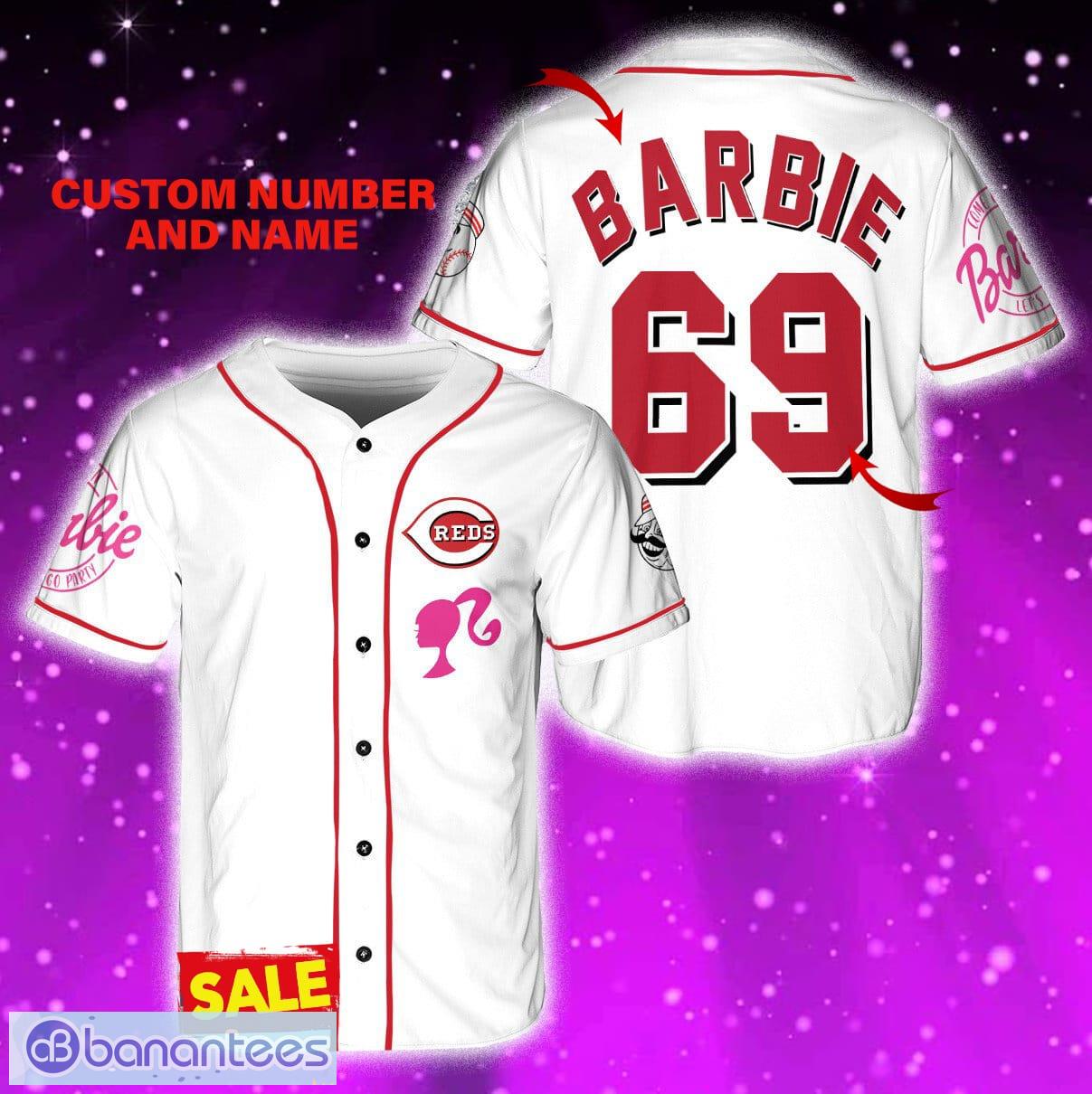Cincinnati Reds Barbie Red Custom Number And Name Baseball Jersey Shirt -  Banantees