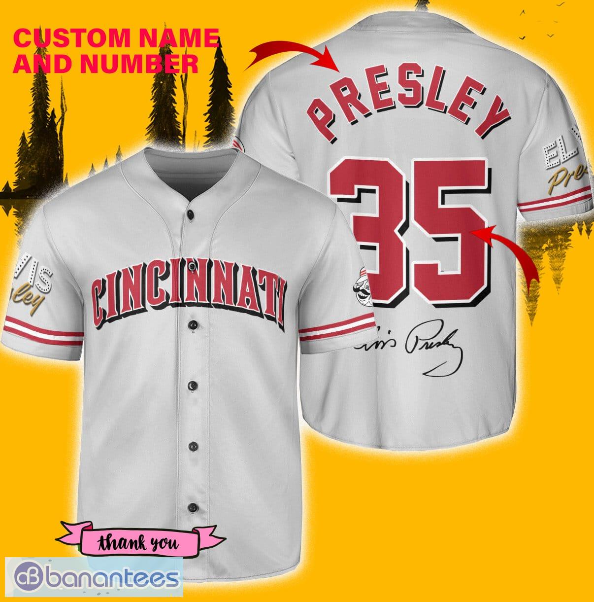 Cincinnati Reds Elvis Presley Red Baseball Jersey Shirt Custom Number And  Name - Banantees