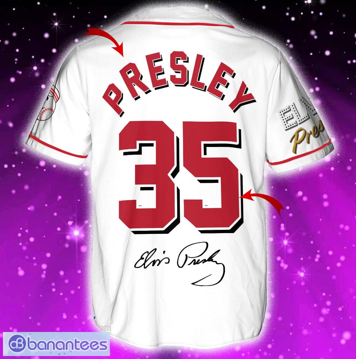 Cincinnati Reds Elvis Presley Jersey Baseball Shirt White Custom Number And  Name - Banantees