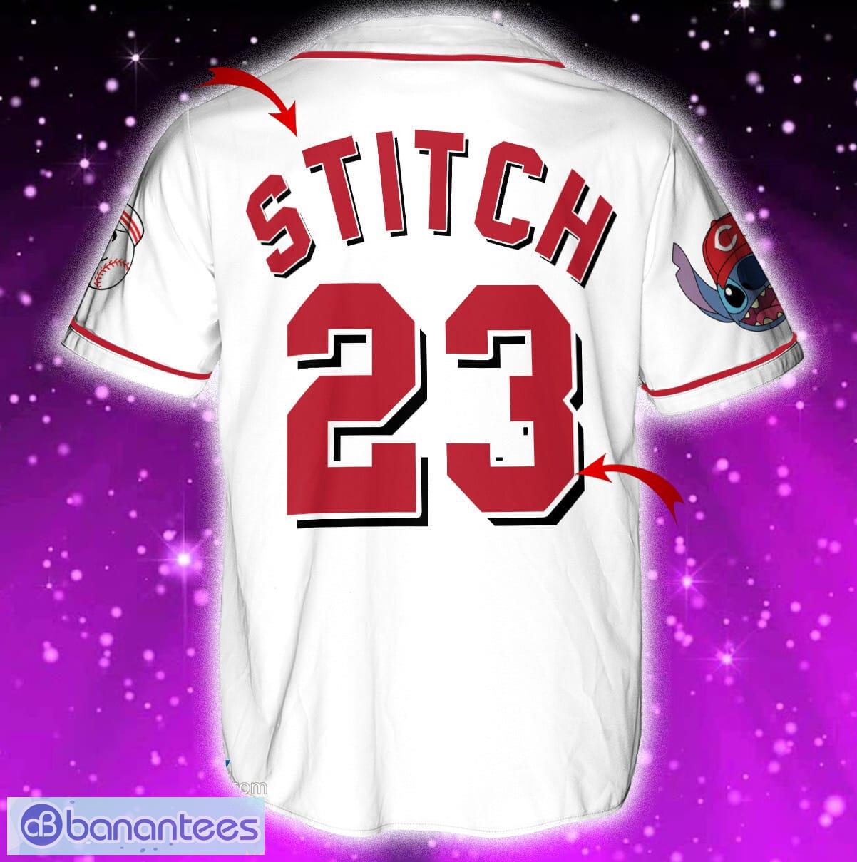 Limited Edition Cincinnati Reds Lilo & Stitch Baseball Jersey in Red - Scesy