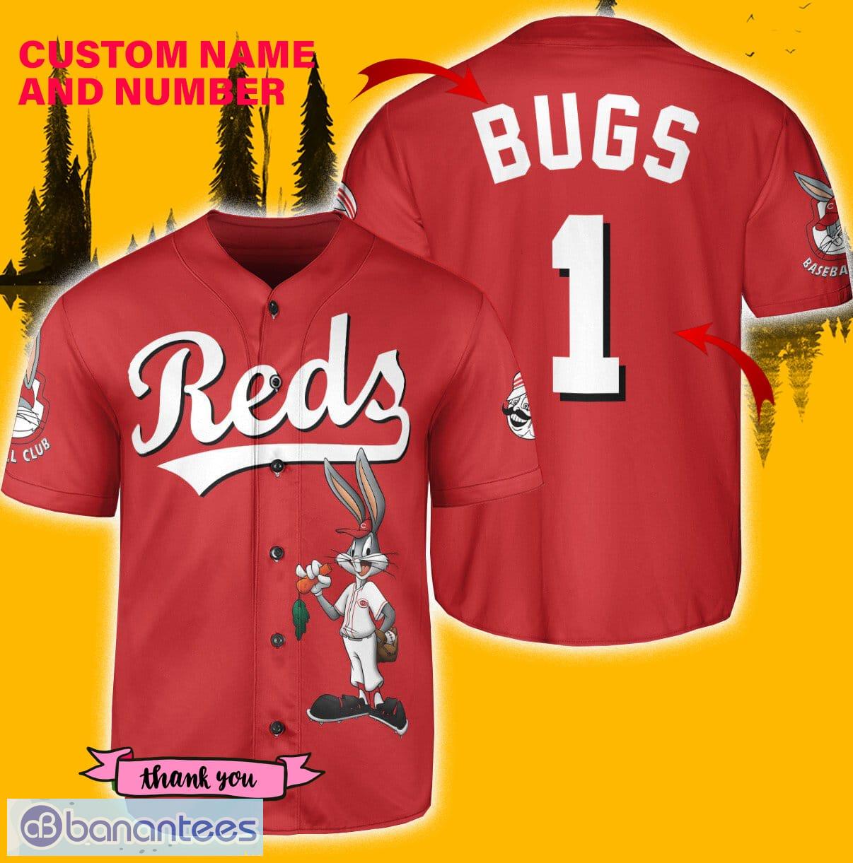 Cincinnati Reds Looney Tunes Bugs Bunny Baseball Jersey -   Worldwide Shipping