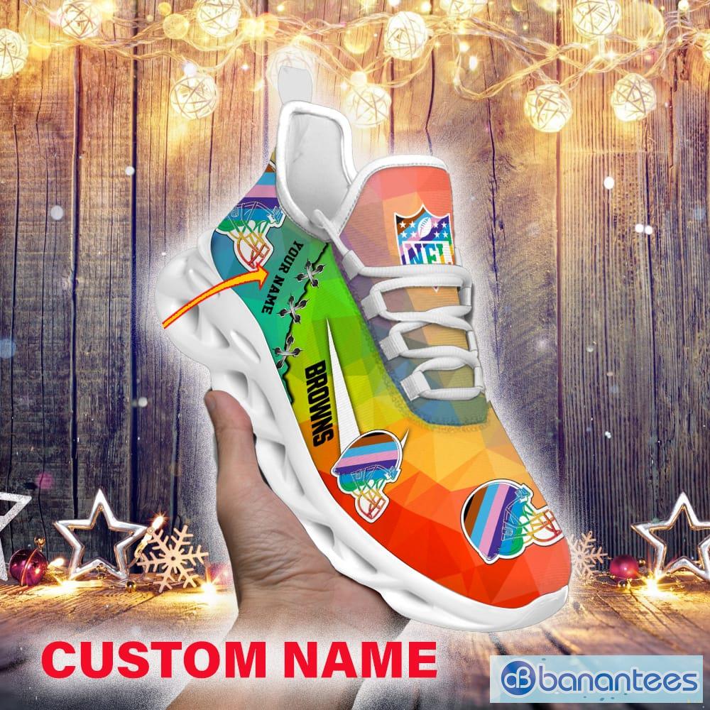 Custom Name Cleveland Browns NFL Running Sneakers Men And Women Max Soul  Shoes