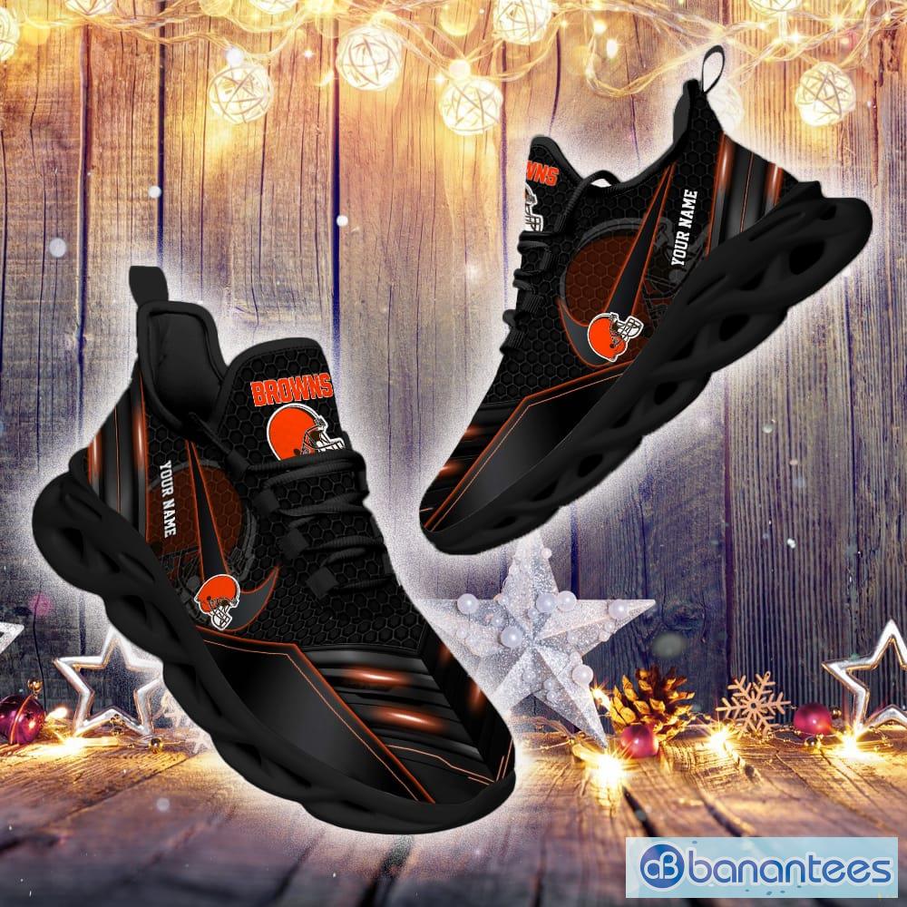 Cleveland Browns Logo Custom Name Running Sneaker Max Soul Shoes